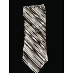 Arrow Mens Brown Striped Necktie Polyester Silk Blend T01 W